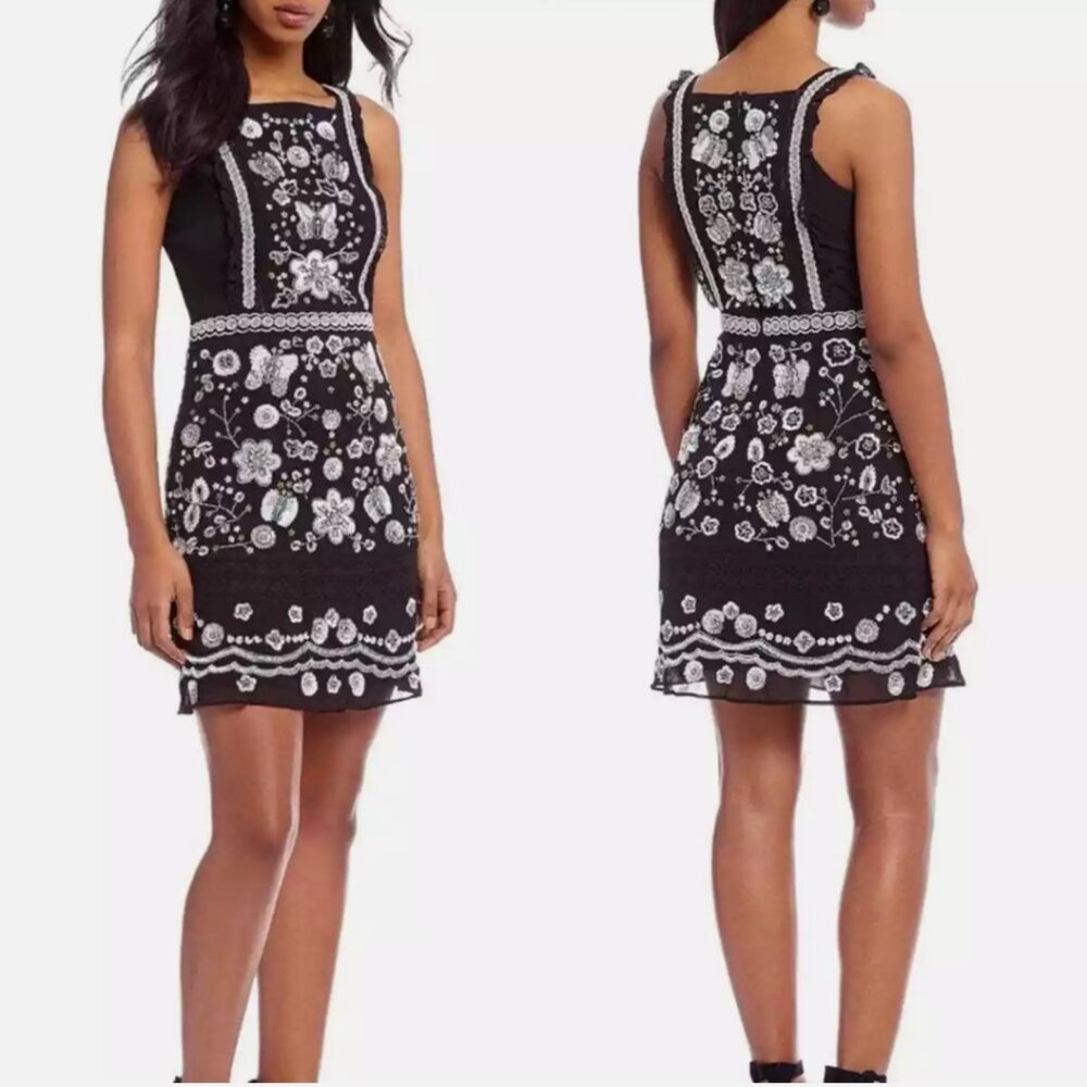 Chelsea and Violet Beaded Sequined Butterfly Pattern Mini Dress Size 6